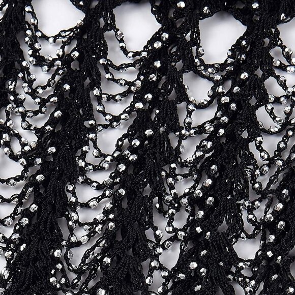 1920s Shawl Wraps Gatsby Beaded Evening Cape Bridal Shawl Bolero Flapper Cover U - Picture 4 of 7